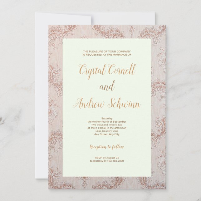 Traditional Retro Bordered Wedding Invitation (Front)