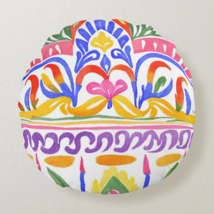 traditional Romanian decor Round Pillow