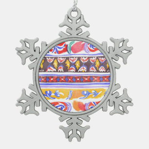 traditional Romanian decor Snowflake Pewter Christmas Ornament