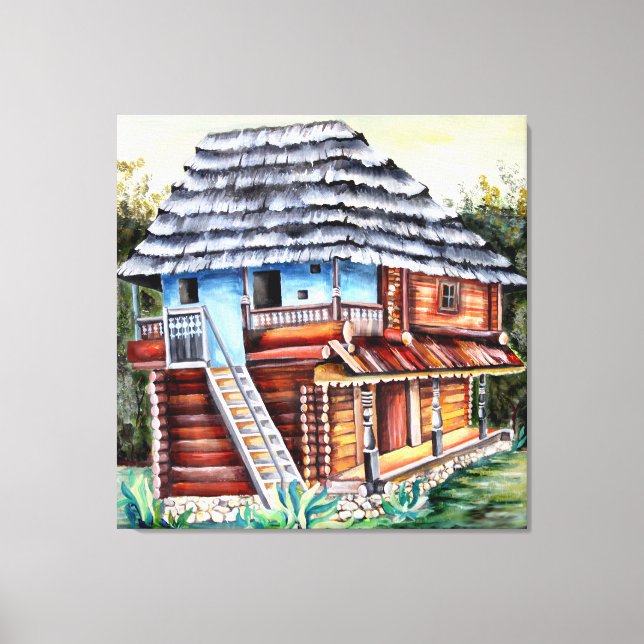 Traditional Romanian Old House In Transylvania Canvas Print (Front)
