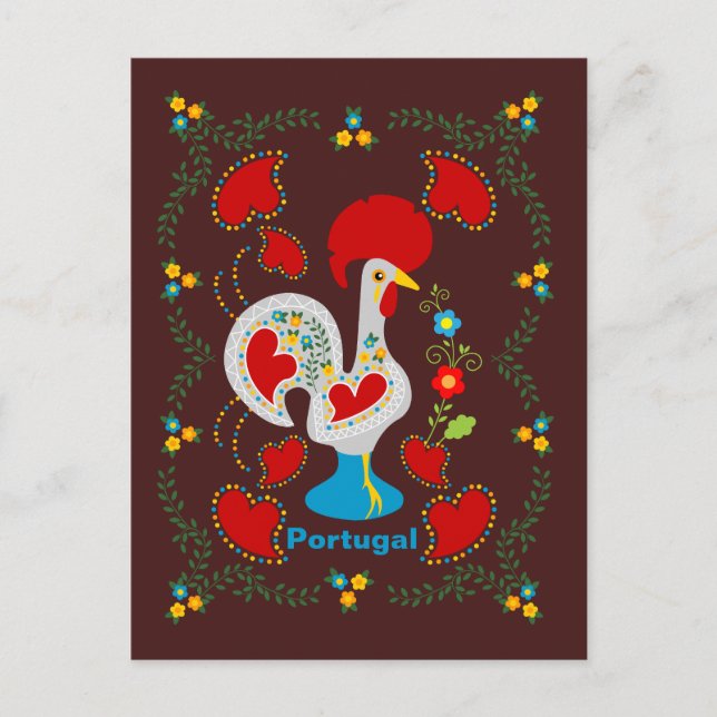 Traditional rooster of Barcelos in white Postcard (Front)