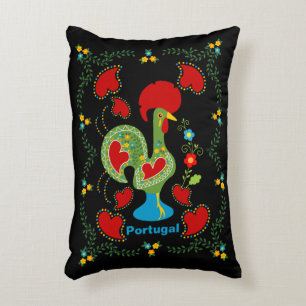 Traditional rooster of Barcelos in white Poster Tr Accent Pillow