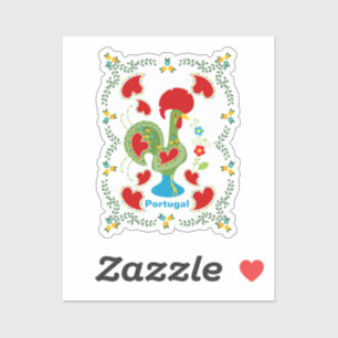 Traditional rooster of Barcelos in white Sticker