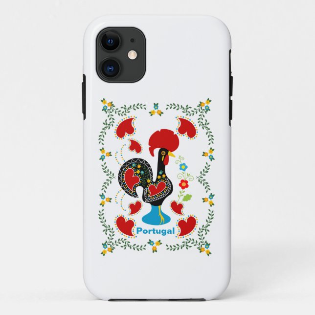 Traditional Rooster of Portugal in black Case-Mate iPhone Case (Back)