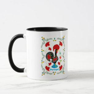 Traditional Rooster of Portugal in black Mug