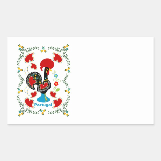 Traditional Rooster of Portugal in black Sticker (Front)