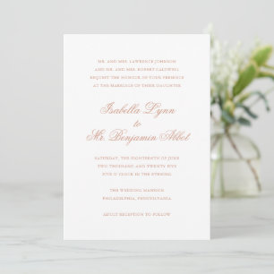 Traditional Rose Gold Pink Formal Elegant Wedding Invitation