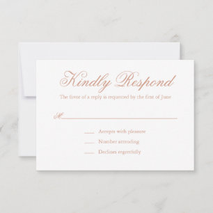 Traditional Rose Pink Formal Elegant Wedding RSVP Card