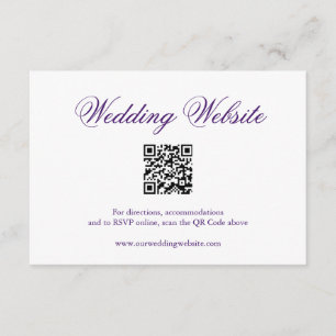 Traditional Royal Purple QR Code Elegant Wedding Enclosure Card