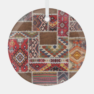 Traditional Rug Patchwork: Decorative Carpet Décor Glass Ornament