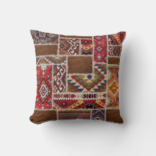 Traditional Rug Patchwork: Decorative Carpet Décor Throw Pillow