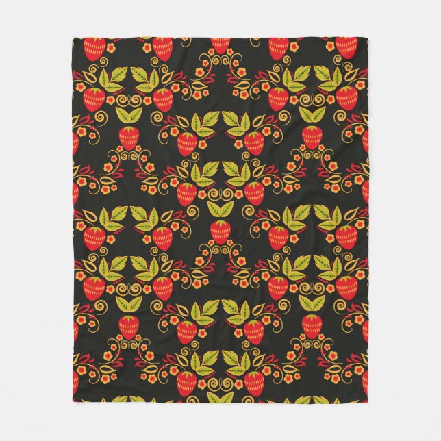 Traditional Russian seamless pattern with berries  Fleece Blanket (Front)