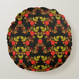 Traditional Russian seamless pattern with berries Round Pillow