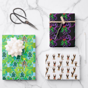 Traditional Rustic Christmas Assorted Variety Pack Wrapping Paper Sheet