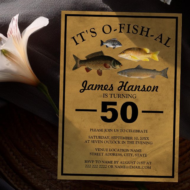 Traditional Rustic Fishing | 50th Birthday Invitation (Creator Uploaded)