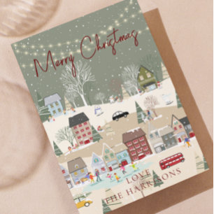 Traditional Rustic Navy 1 photo Merry Christmas Holiday Card