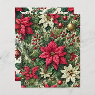 Traditional Rustic Red Poinsettia Scrapbook Paper