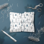 Traditional Rustic Winter forest blue Christmas Wrapping Paper<br><div class="desc">Traditional Rustic personalized Winter forest blue grey minimal modern japandi Holiday gift wrap.</div>