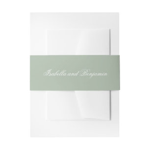 Traditional Sage Green Formal Elegant Wedding Invitation Belly Band