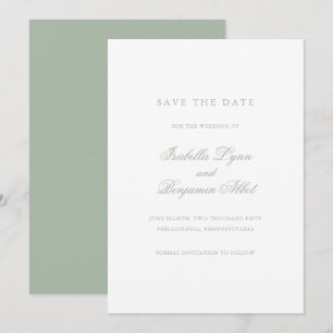 Traditional Sage Green Formal Elegant Wedding Save The Date