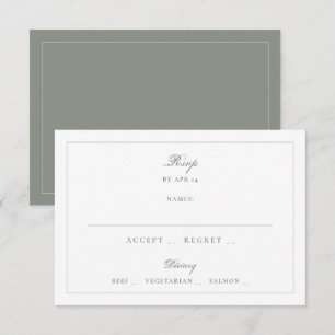 Traditional Sage Green Formal Wedding RSVP Card