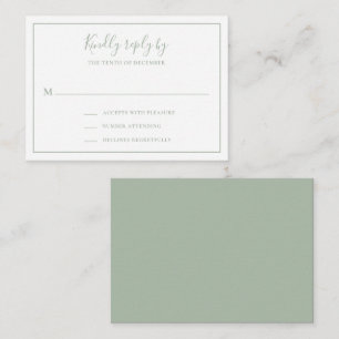Traditional Sage Green Mini Wedding RSVP Card
