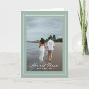 Traditional Sage Green Photo Timeless Wedding Thank You Card