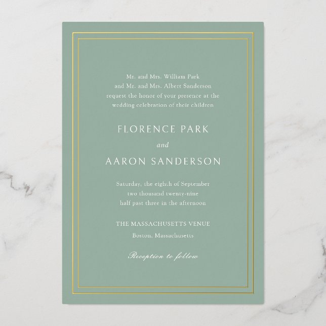 Traditional Sage Green Timeless Wedding (Front)
