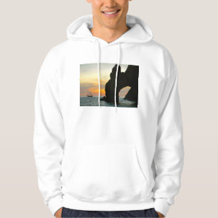 Traditional Sailboat At Sunset,Cabo Rock Arches Hoodie