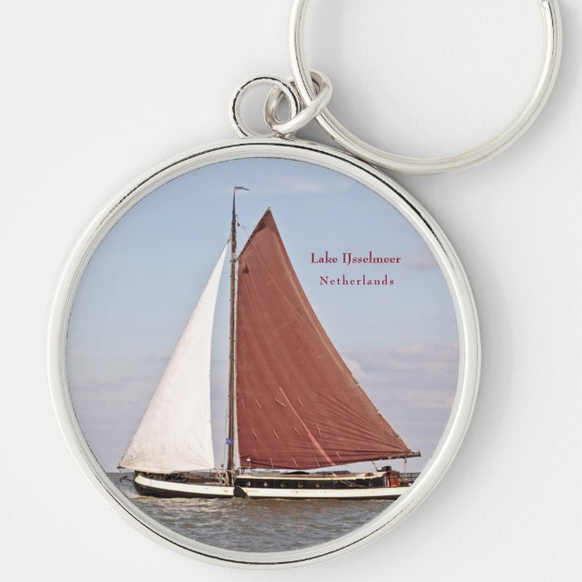 Traditional Sailboat Cruising on the Ijsselmeer  Keychain (Front)