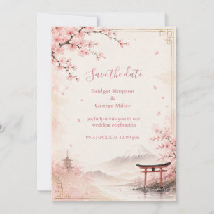Traditional Sakura Wedding Mount fuji Elegance Invitation