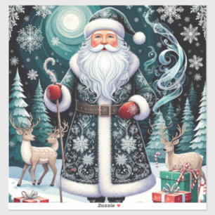 Traditional Santa Claus in Festive Winter Scene