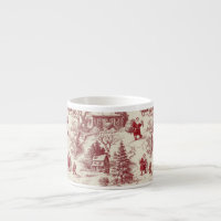 Traditional Santa Claus Red on Cream Toile De Jouy