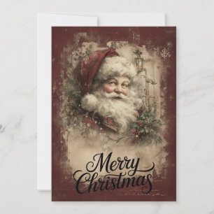 Traditional Santa & Lantern Glow  Holiday Card