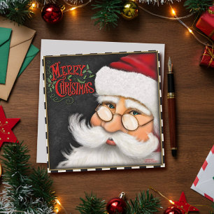 Traditional Santa Merry Christmas Holiday Card