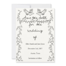 Traditional Save the Date - Jasmine, Vines, Doves