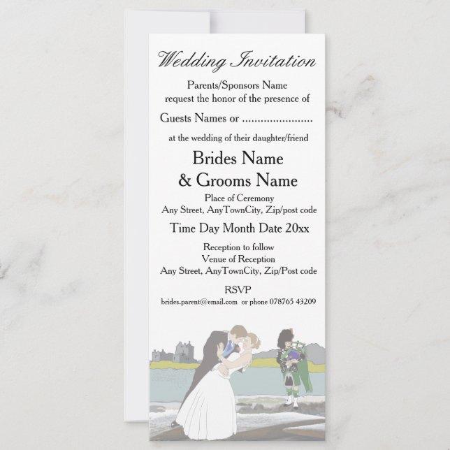 Traditional Scottish and Celtic Wedding Theme Invitation (Front)