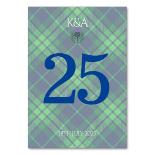 Traditional Scottish Tartan and Scotland Thistle Table Number