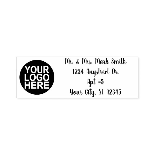 Traditional Script Custom Business 4 Line/Logo Self-inking Stamp (Design)