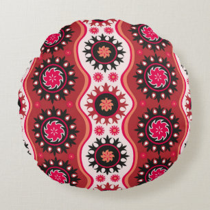 Traditional seamless oriental ornament round pillow