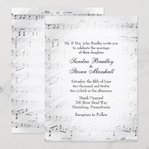 Traditional Sheet Music Wedding Theme Invitation