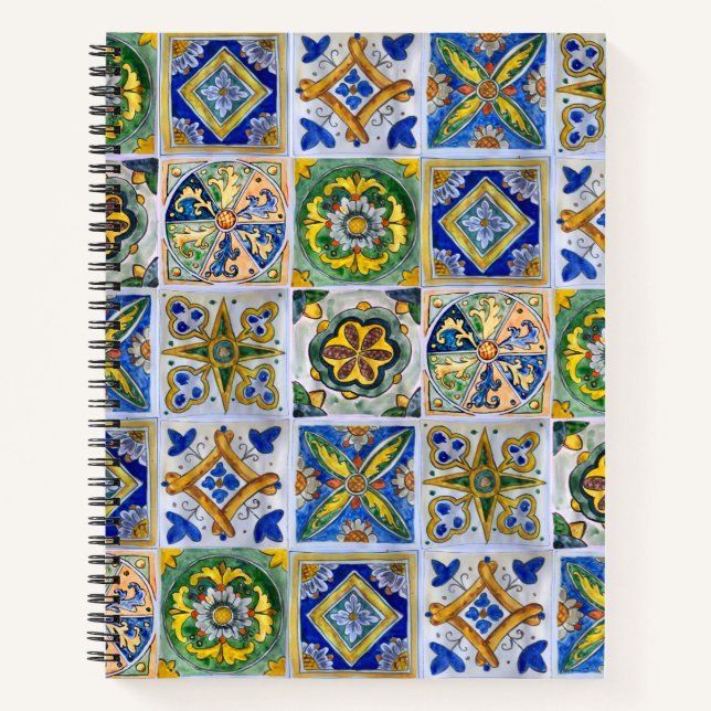 Traditional Sicilian Ceramic Tile pattern Notebook (Front)