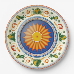 Traditional Sicilian Italian Ceramic Design Paper Plate