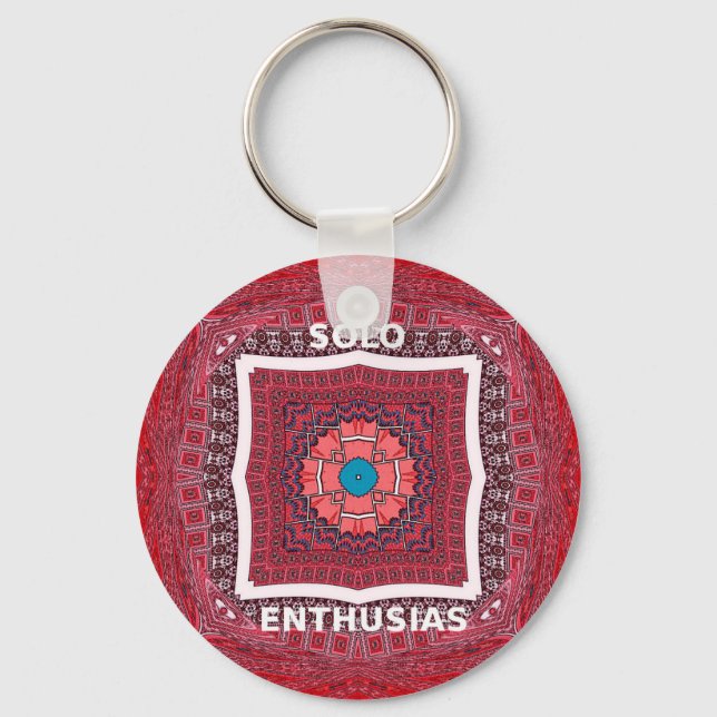 Traditional Sindhi Culture Ajrak Pattern Art Print Keychain (Front)