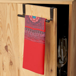 Traditional Sindhi Culture Ajrak Pattern Art Print Kitchen Towel