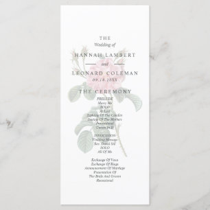 Traditional Single Rose Wedding Program