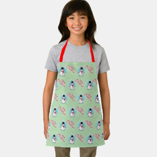Traditional Snowman Christmas on LIGHT GREEN Apron