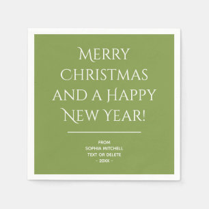 Traditional - Soft Green - Merry Christmas Napkins