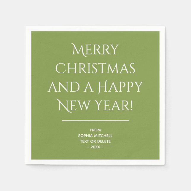 Traditional - Soft Green - Merry Christmas Napkins (Front)