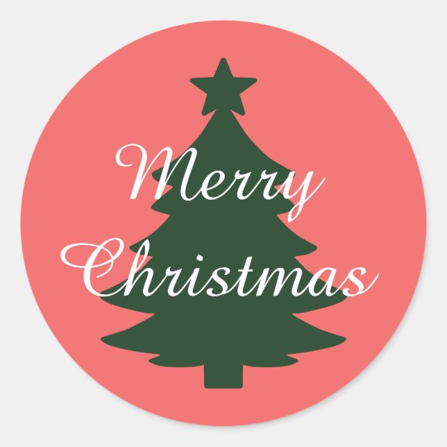 Traditional - Soft Red - Merry Christmas Sticker (Front)